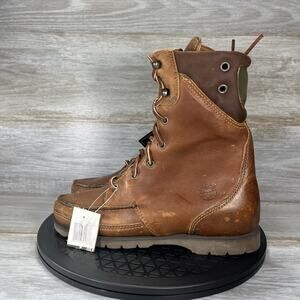 Vintage Timberland Women’s work Brown Two tone Leather Moc Toe Boots Size 7.5
